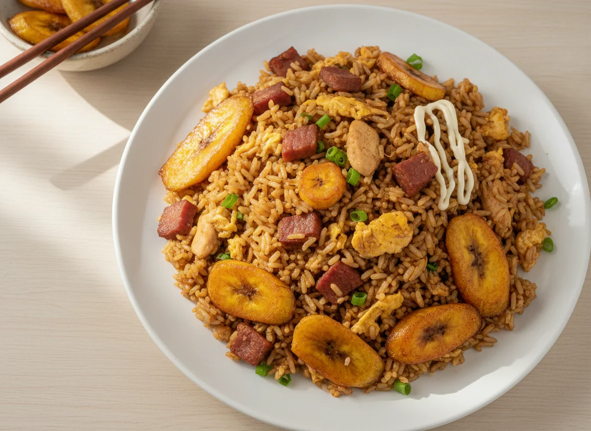Arroz Chaufa Amazónico con Plátano Frito photo