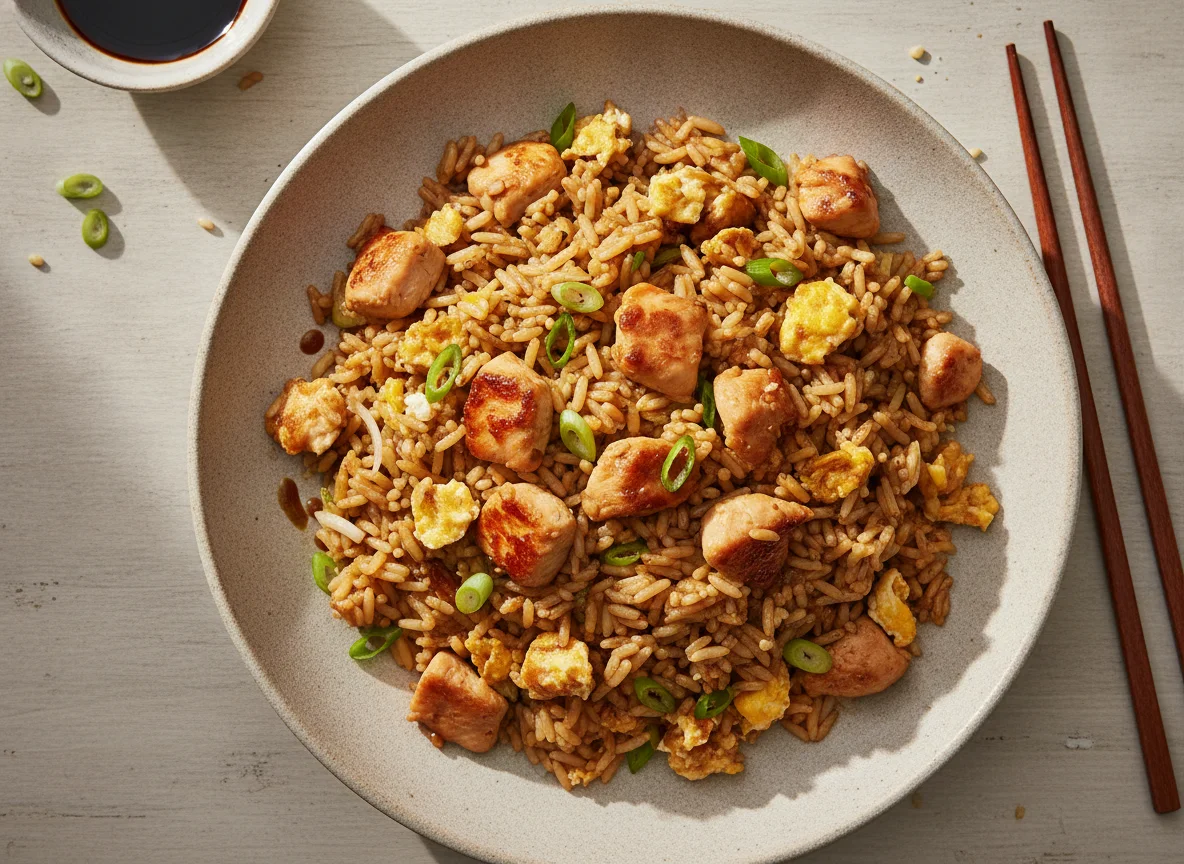 Arroz chaufa con pollo photo