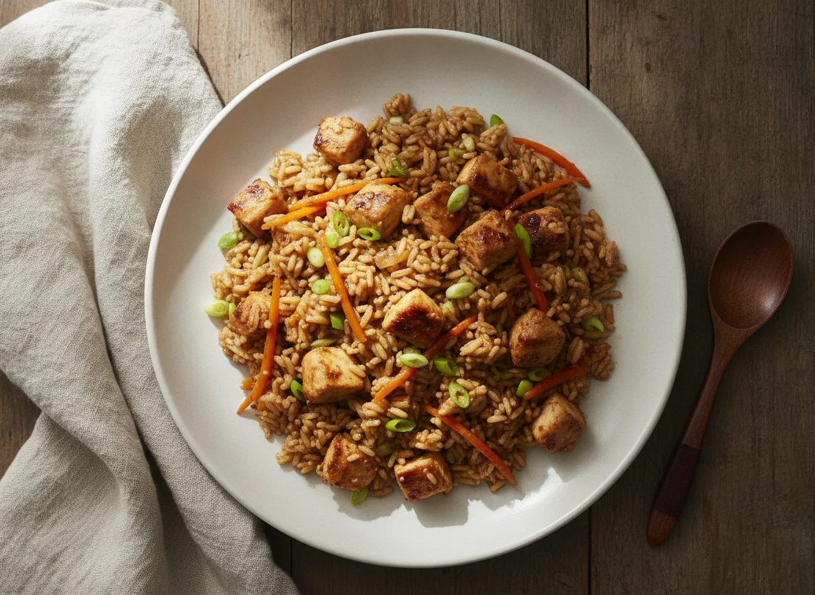 Arroz chaufán con pollo y verduras photo