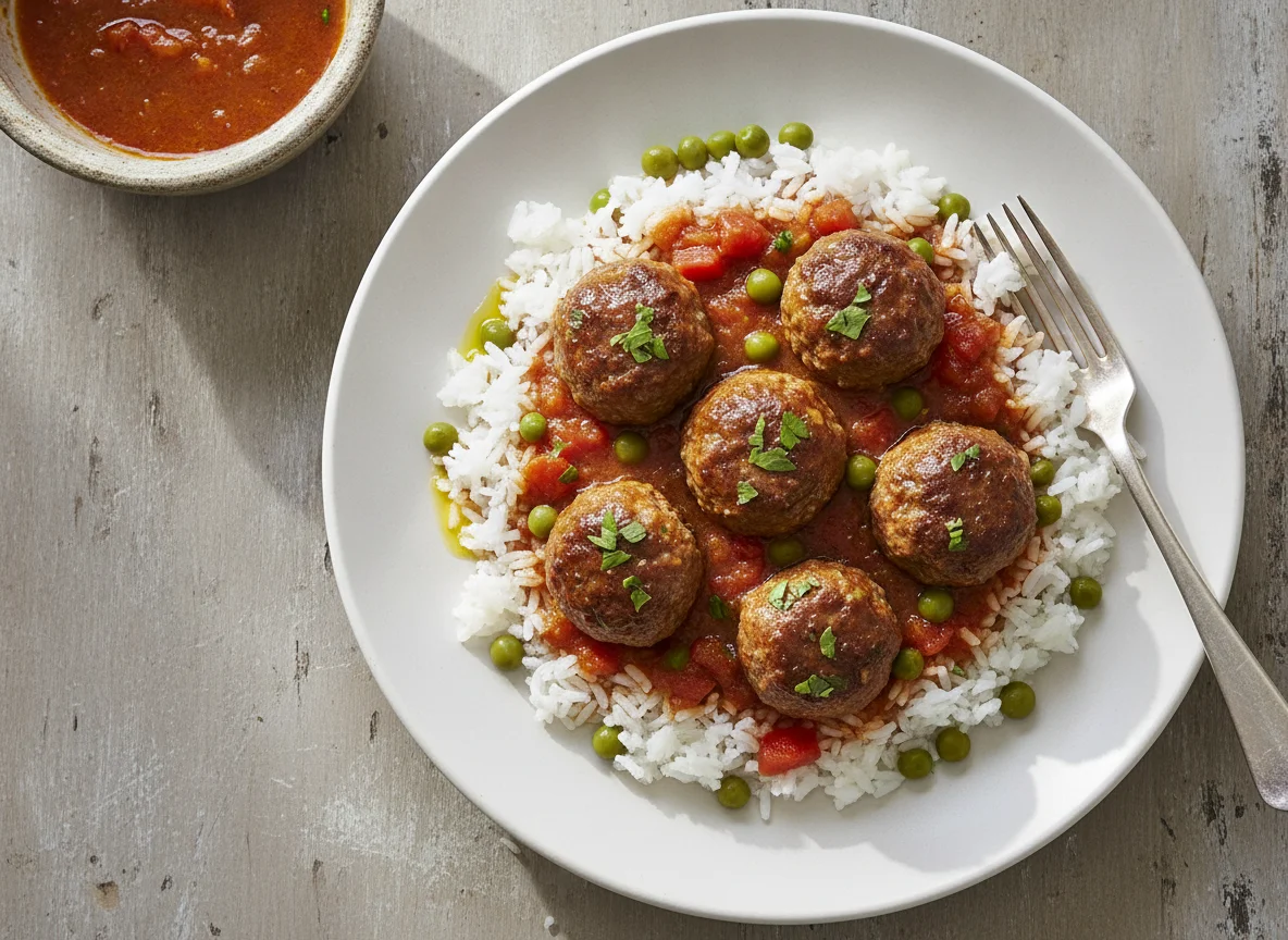 Arroz con albóndigas photo