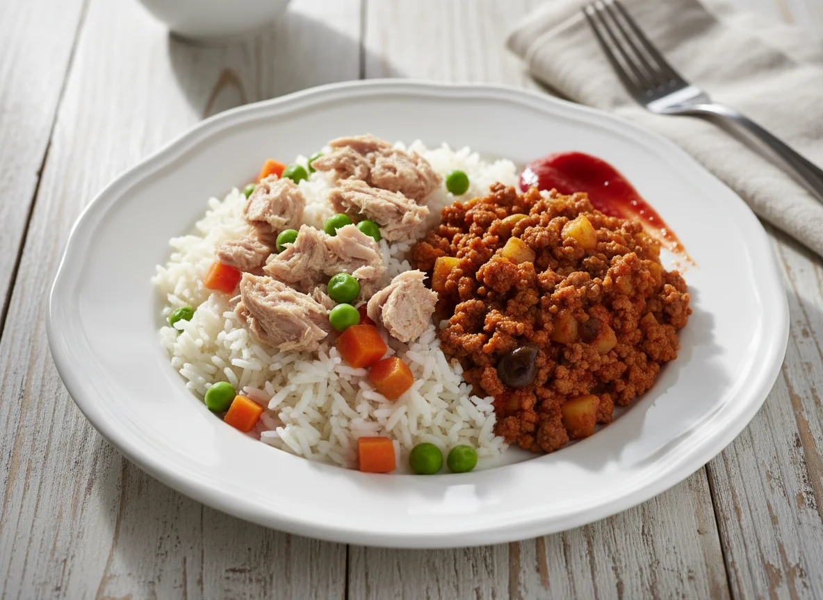 Arroz con atún y picadillo photo