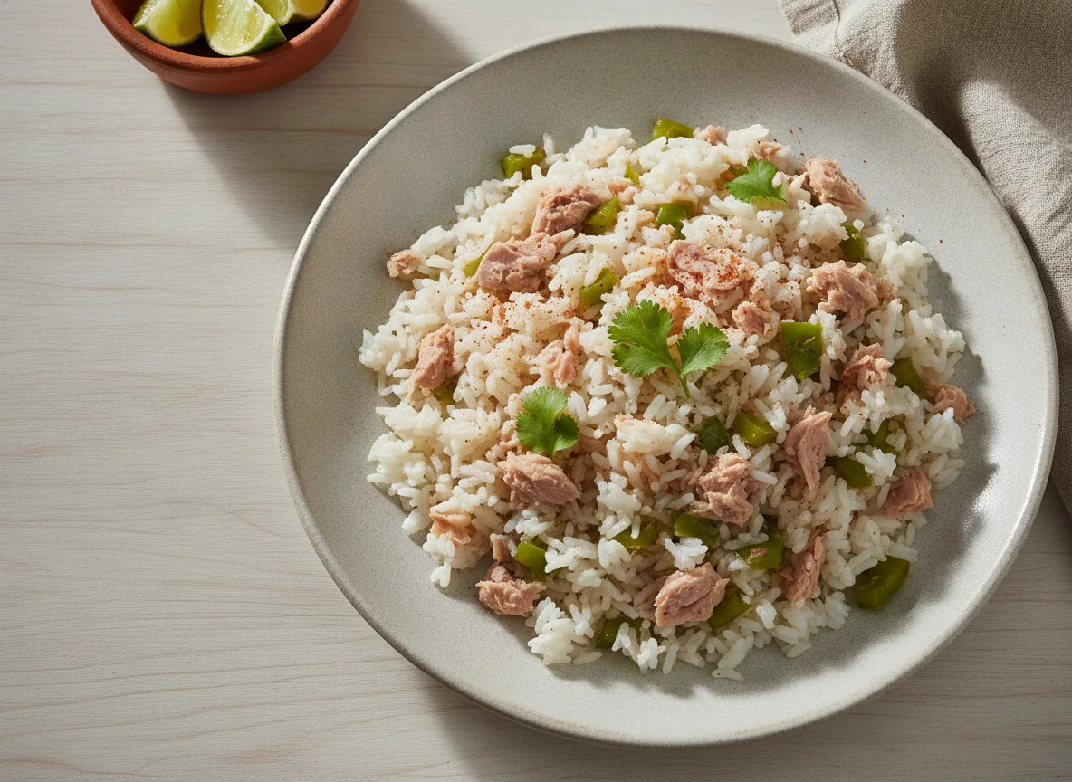 Arroz con atún y pimentón photo