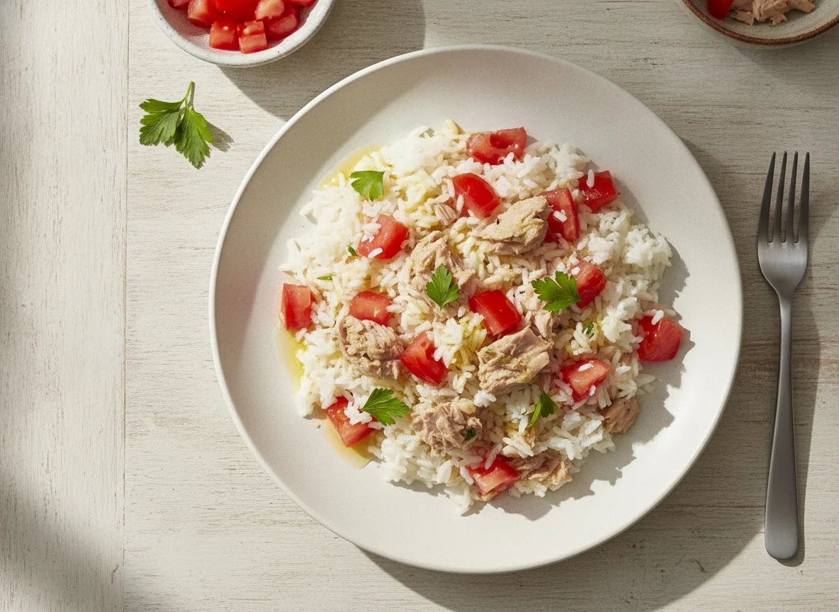 Arroz con atún y tomate photo