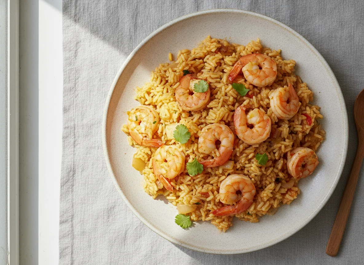 Arroz con camarones photo