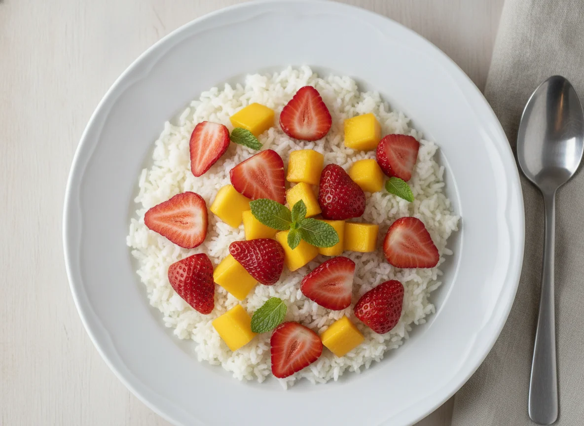 Arroz con fresas y mango photo