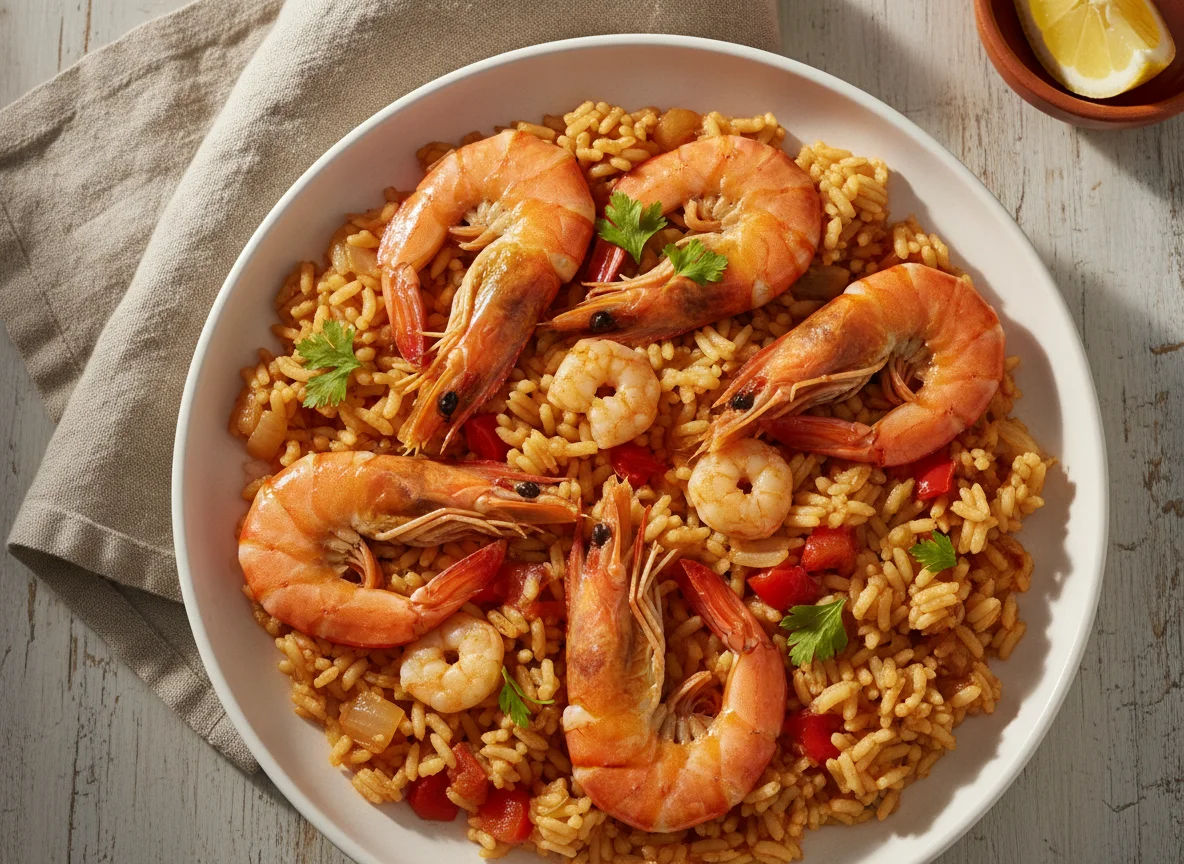 Arroz con gambas photo