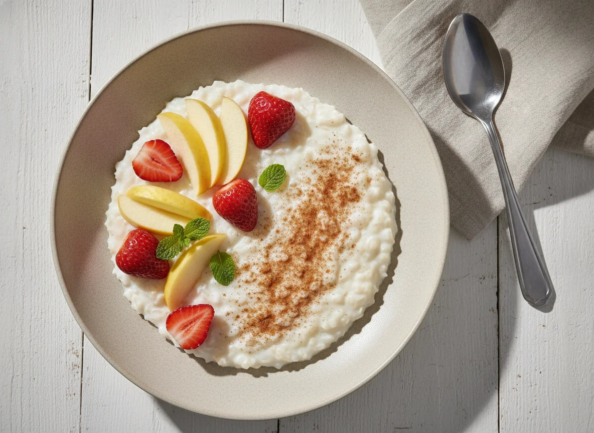 Arroz con leche y fruta photo