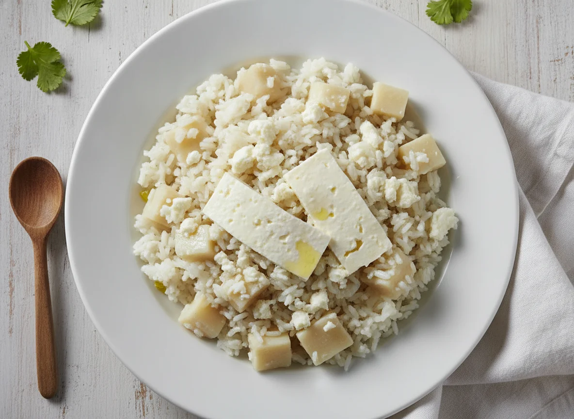 Arroz con ñame y queso photo