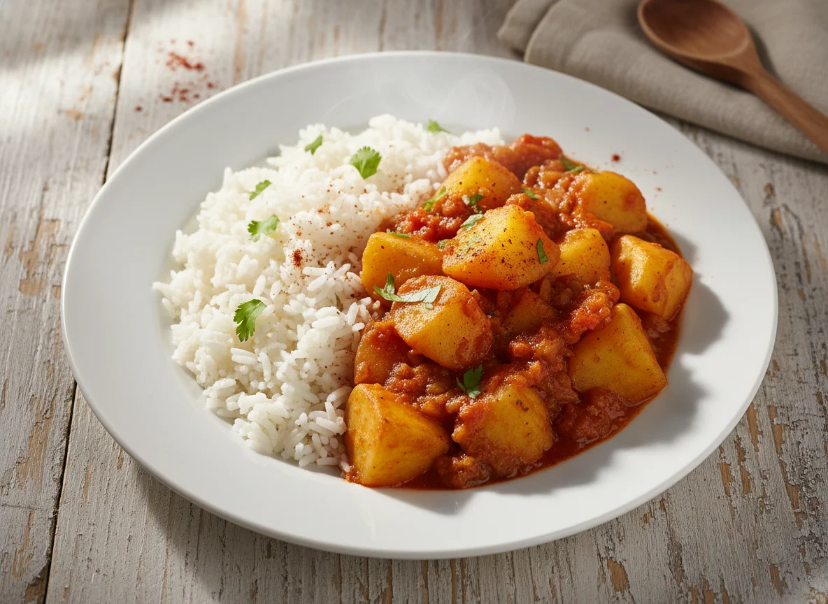 Arroz con papas guisadas photo