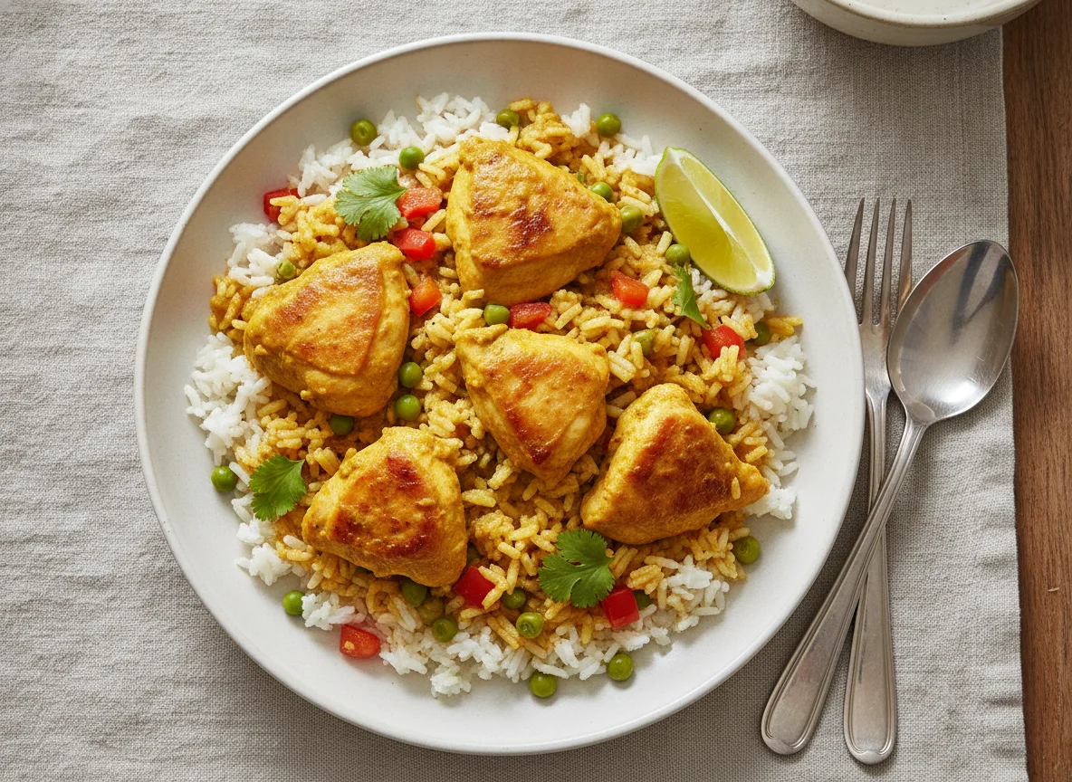 Arroz con pollo al curry photo