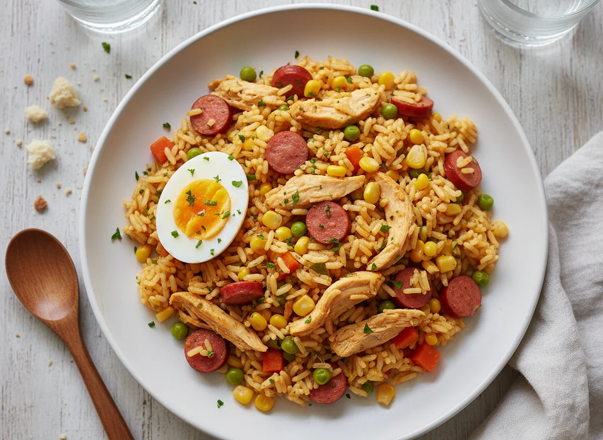 Arroz con Pollo con Huevo Duro photo