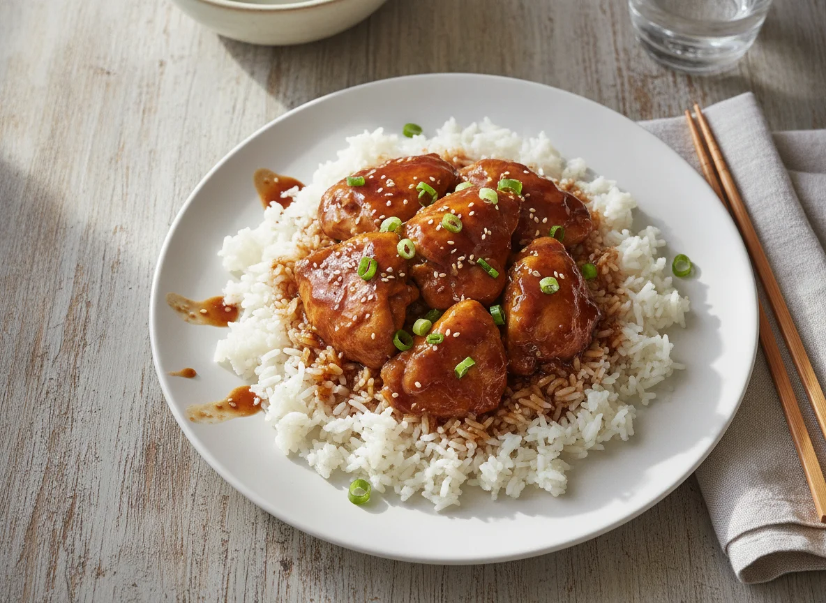 Arroz con pollo en salsa photo