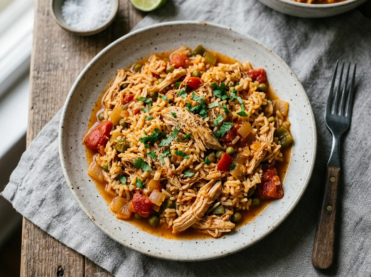 Arroz con pollo guisado photo