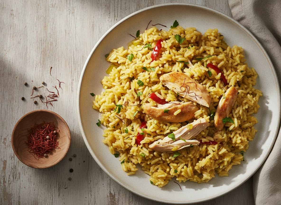 Arroz con pollo y azafrán photo