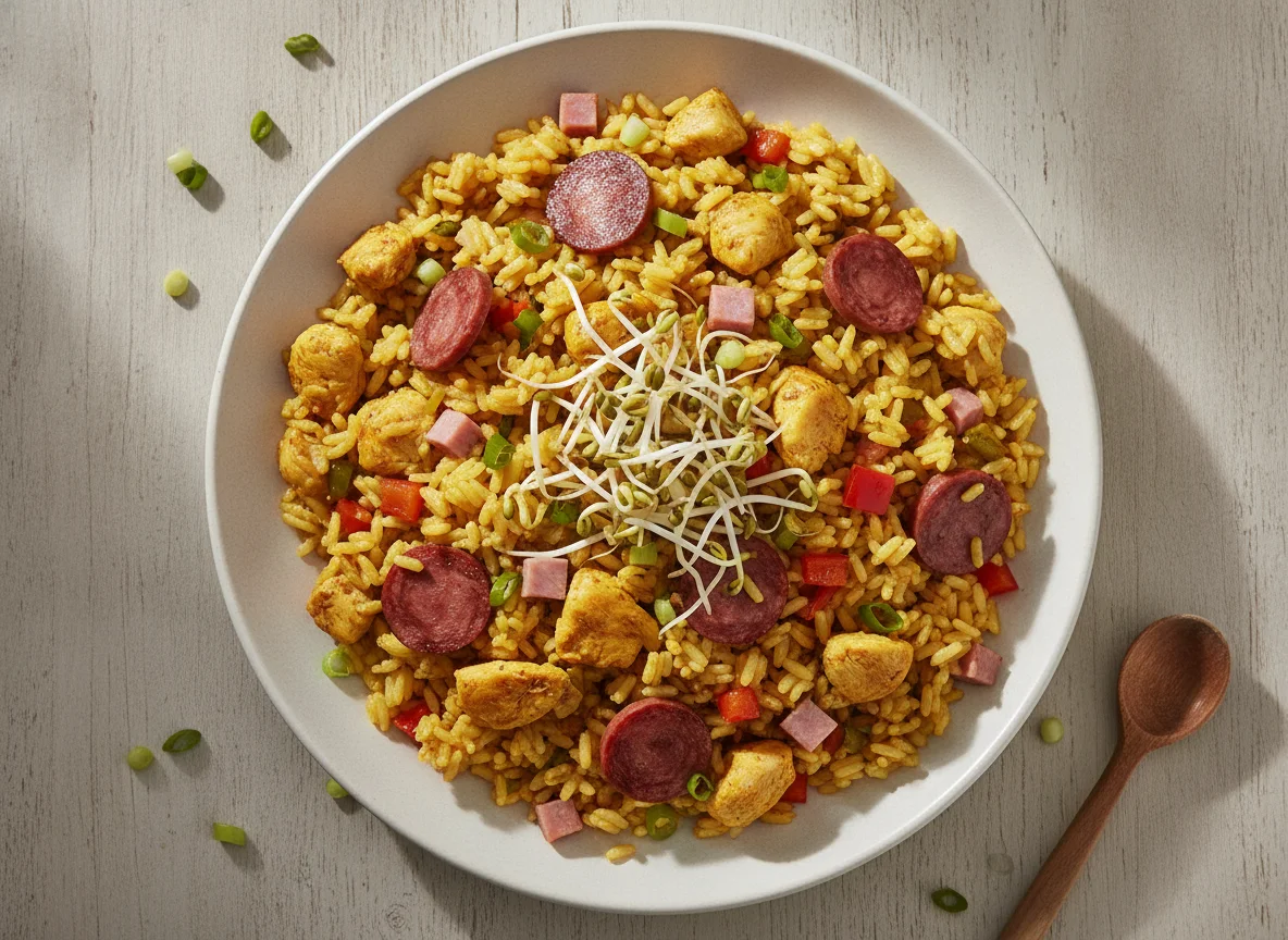 Arroz con pollo y embutidos photo