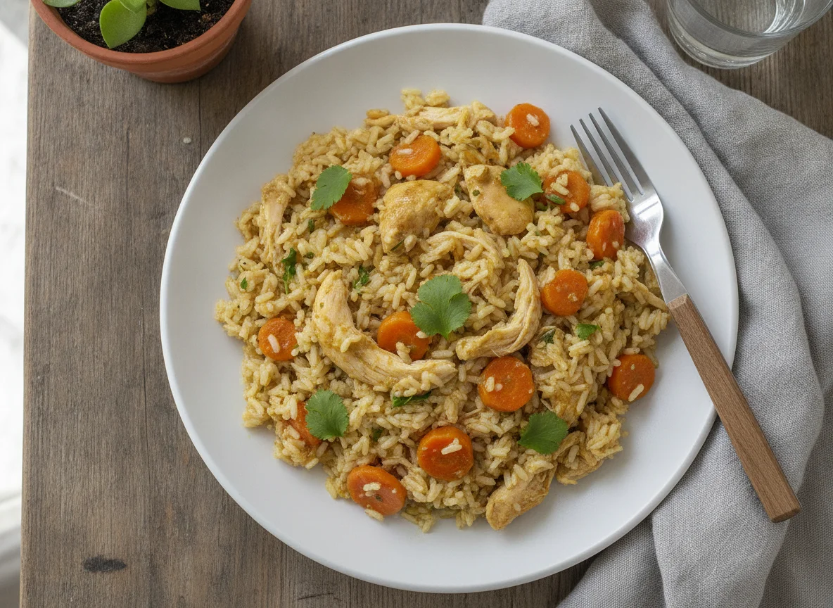 Arroz con pollo y zanahoria photo