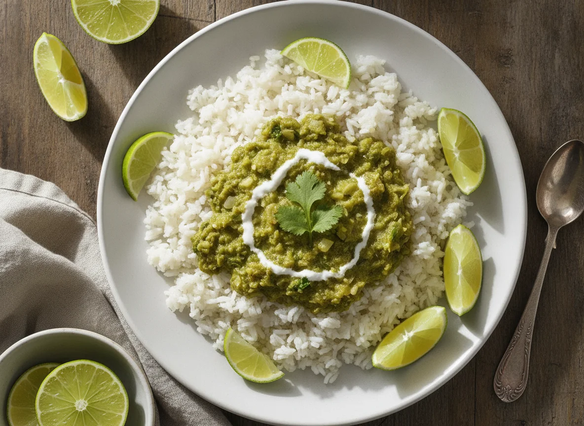 Arroz con salsa verde photo