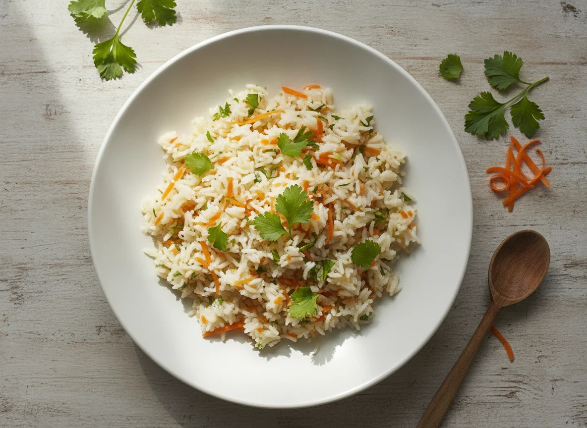 Arroz con zanahoria y hierbas photo