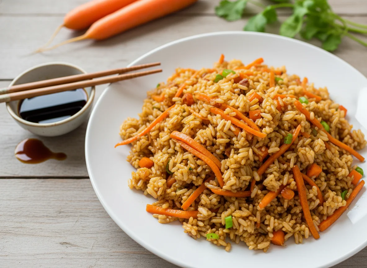 Arroz frito con zanahorias photo