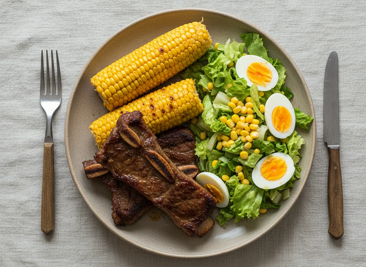 Asado con choclo y ensalada photo