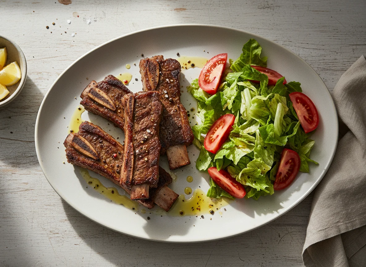 Asado de tira con ensalada photo