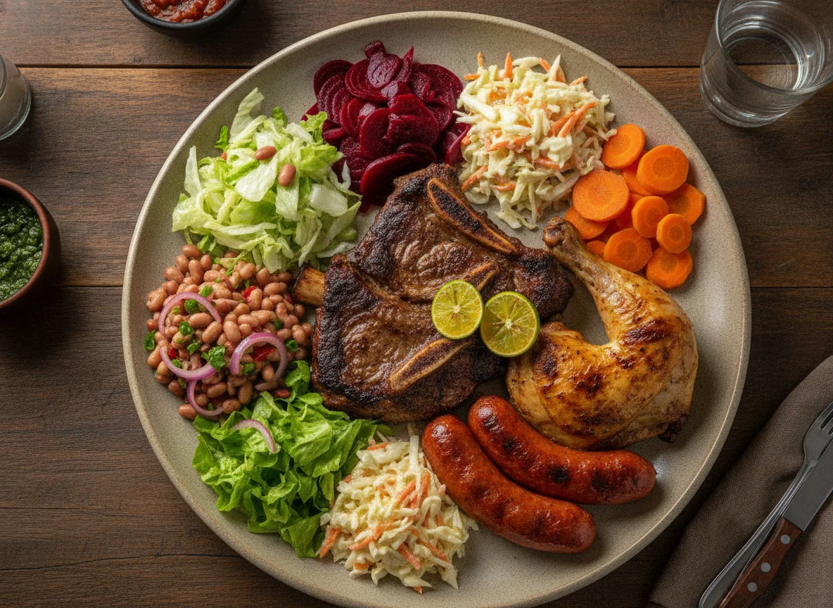 Asado paraguayo con ensaladas mixtas photo
