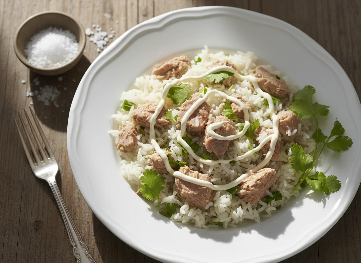 Atún con arroz y cilantro photo