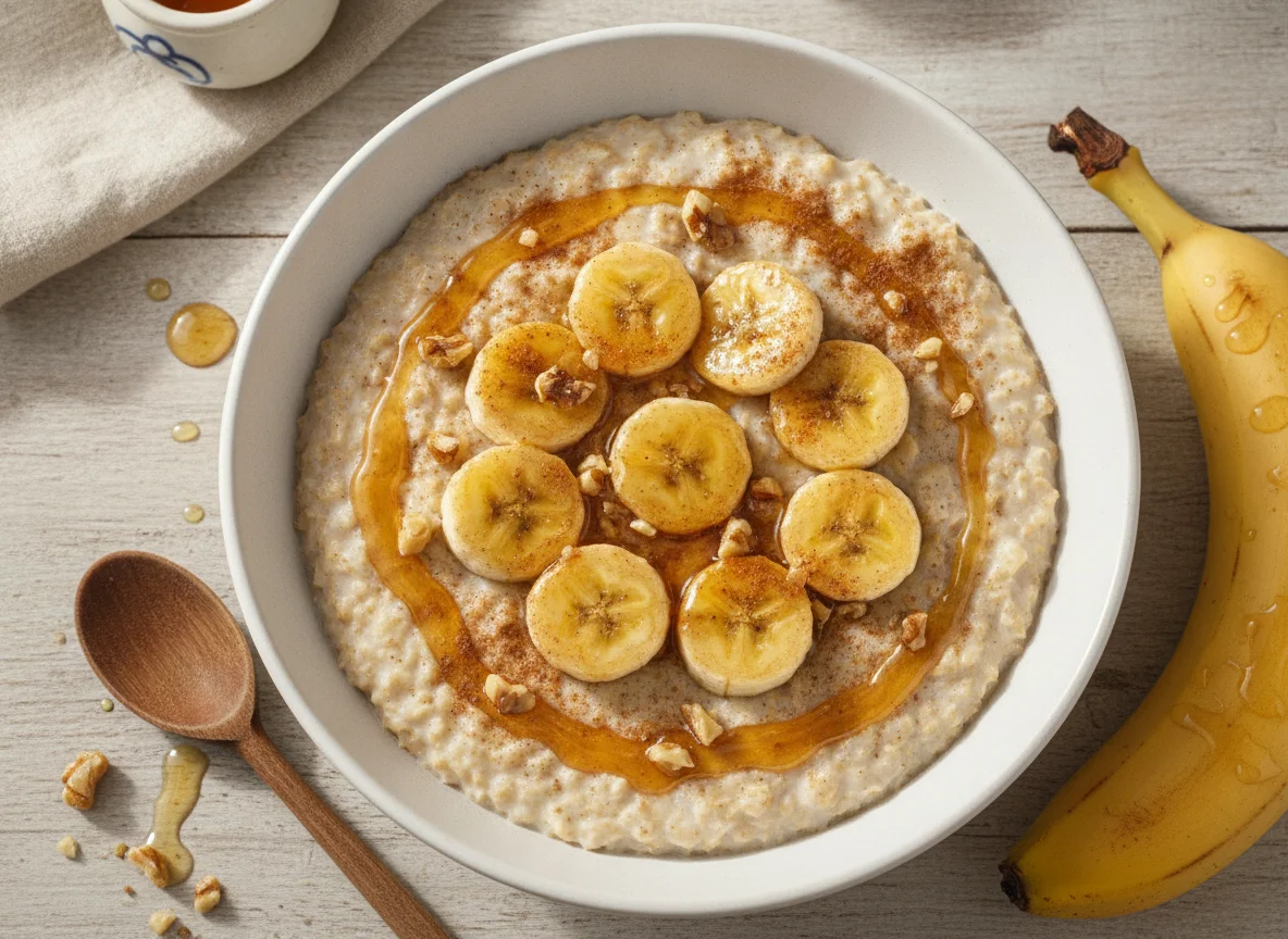 Avena con banana y miel photo