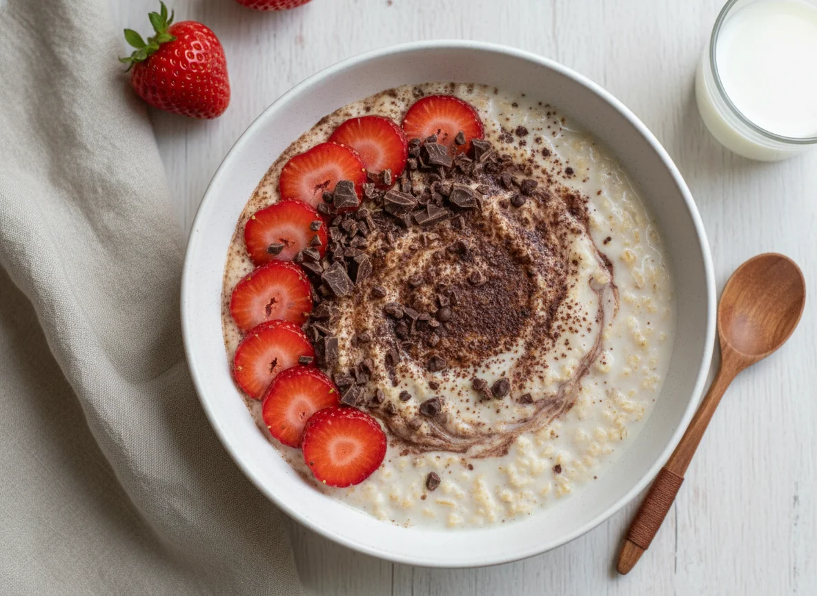 Avena con fresas y chocolate photo