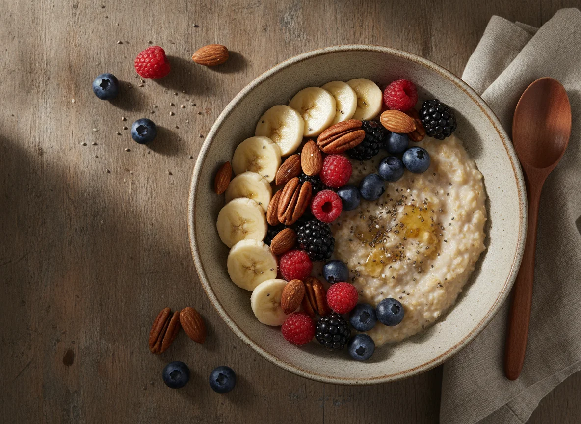 Avena con frutas y frutos secos photo