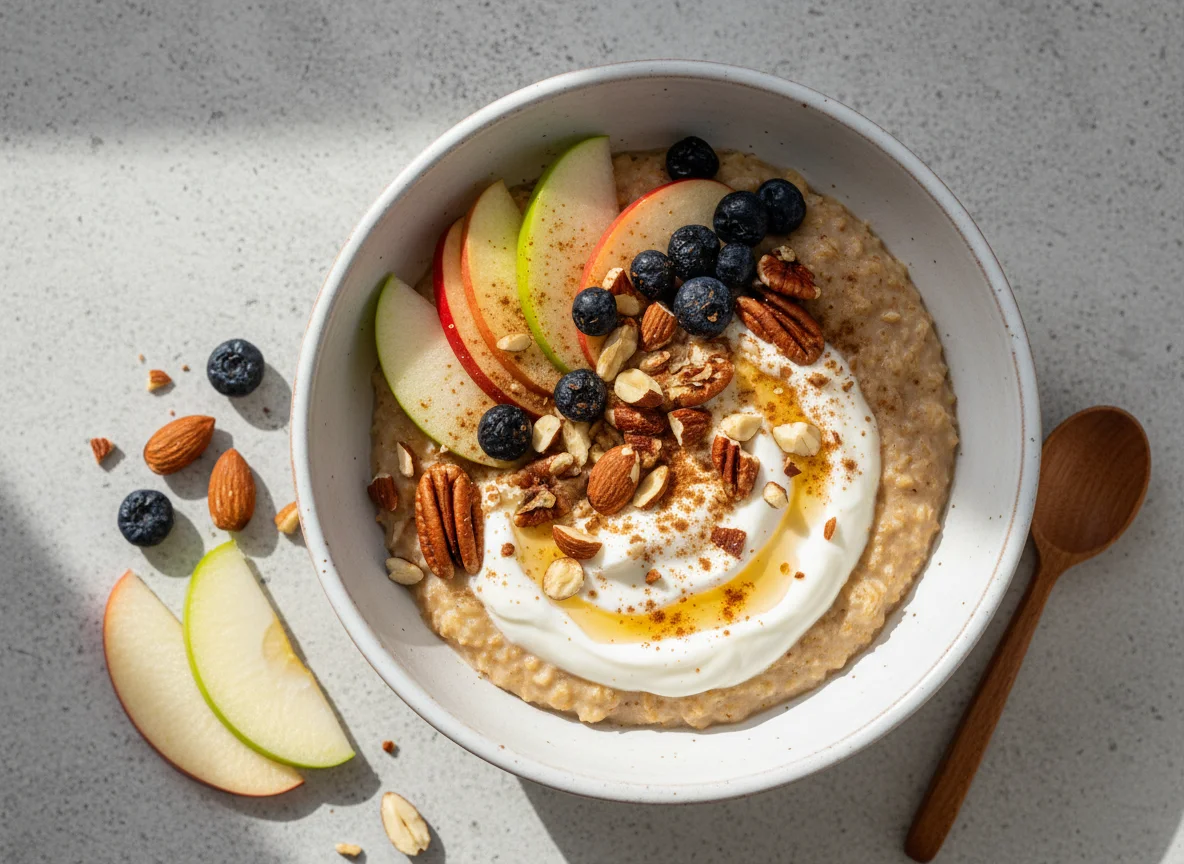 Avena con frutas y nueces photo