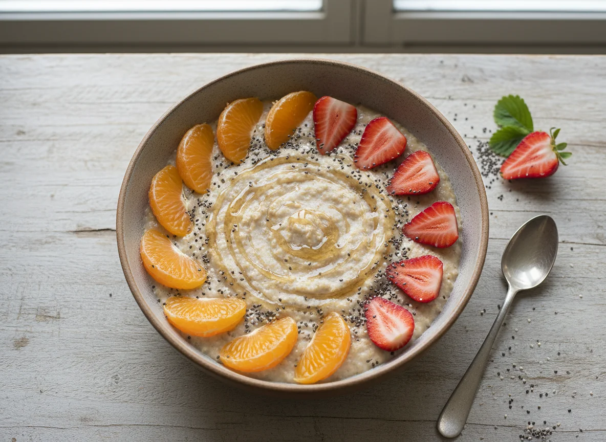 Avena con frutas y semillas de chía photo