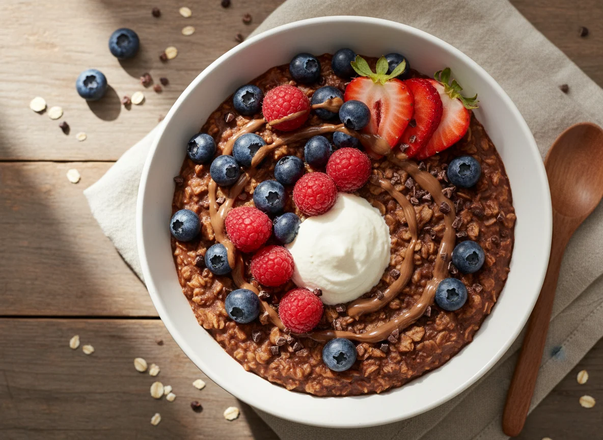 Avena con frutos rojos y proteína photo