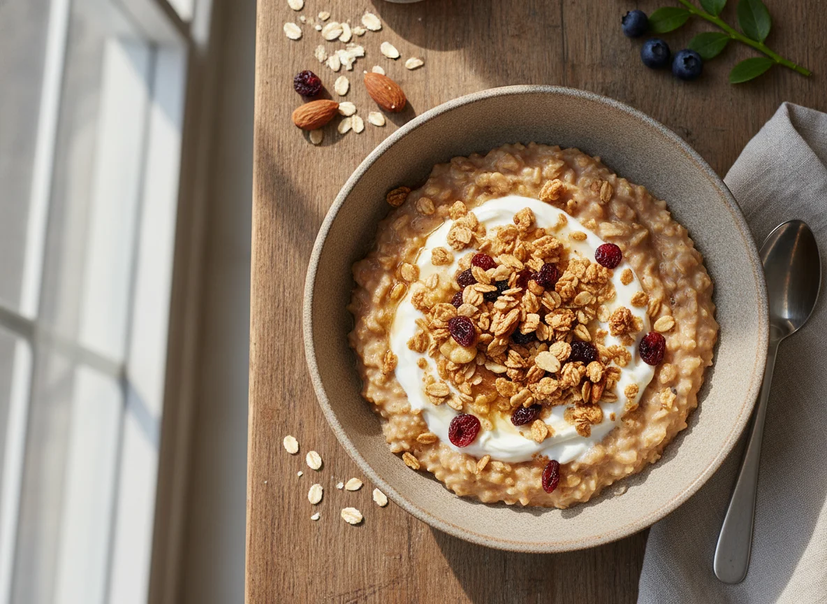 Avena con granola y yogur photo