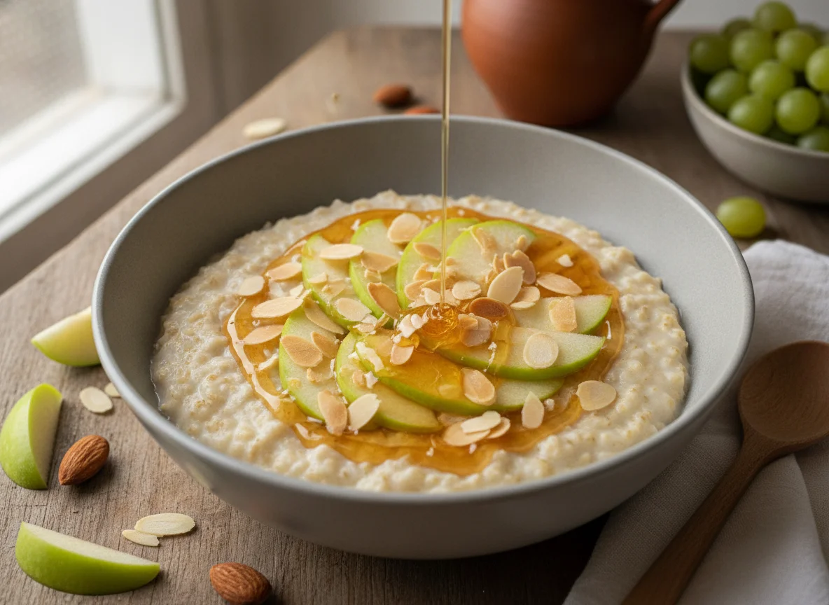 Avena con manzana verde y almendras photo
