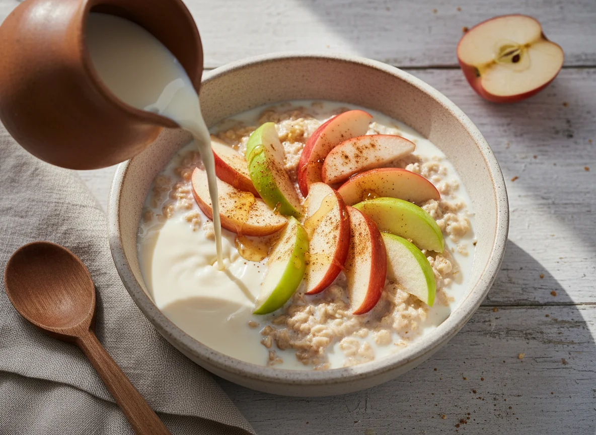 Avena con manzana y leche photo