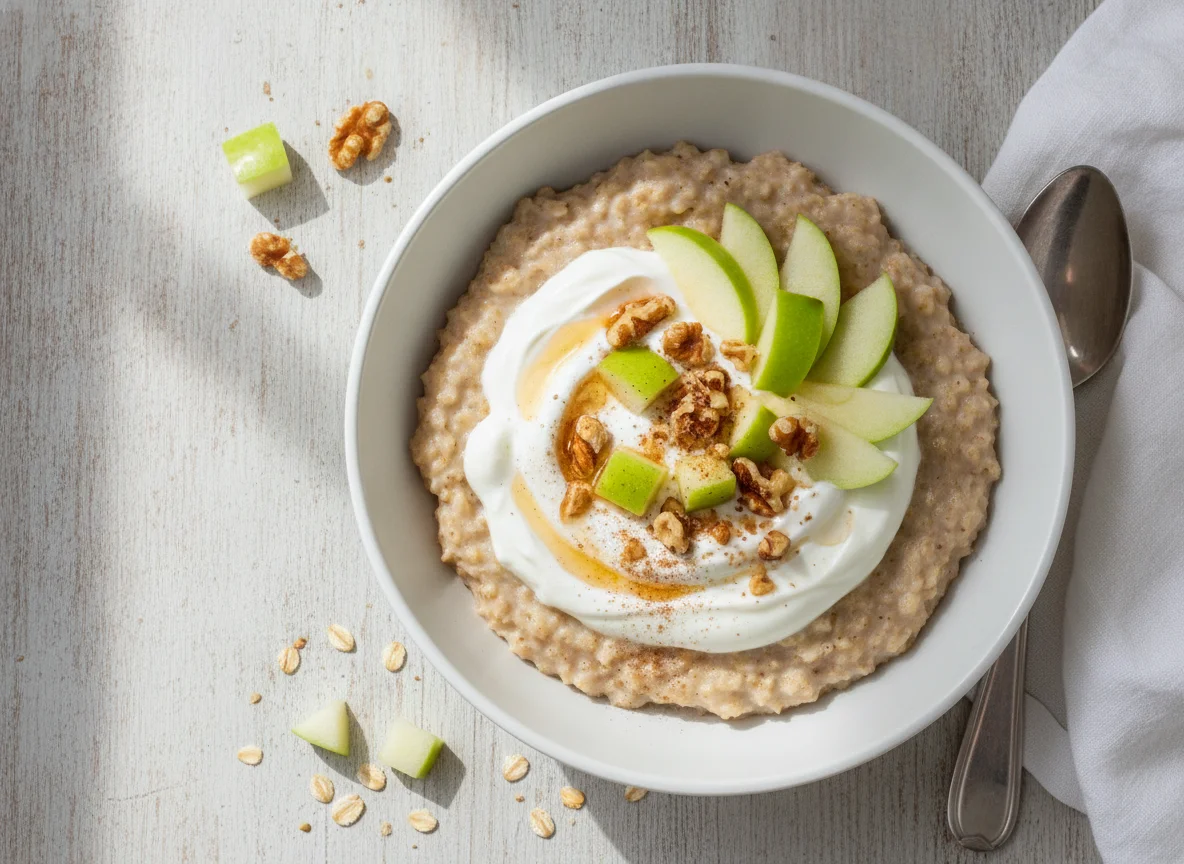 Avena con manzana y yogur photo