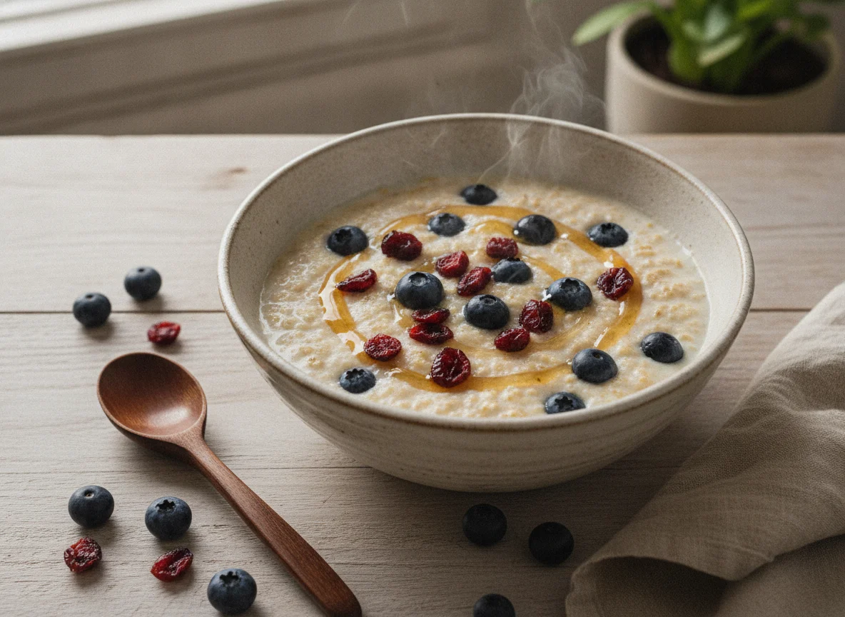 Avena con moras azules y arándanos photo
