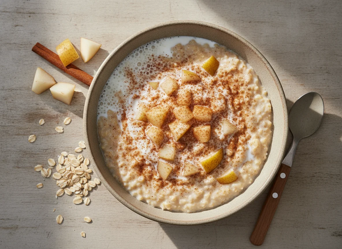 Avena con pera y leche deslactosada photo