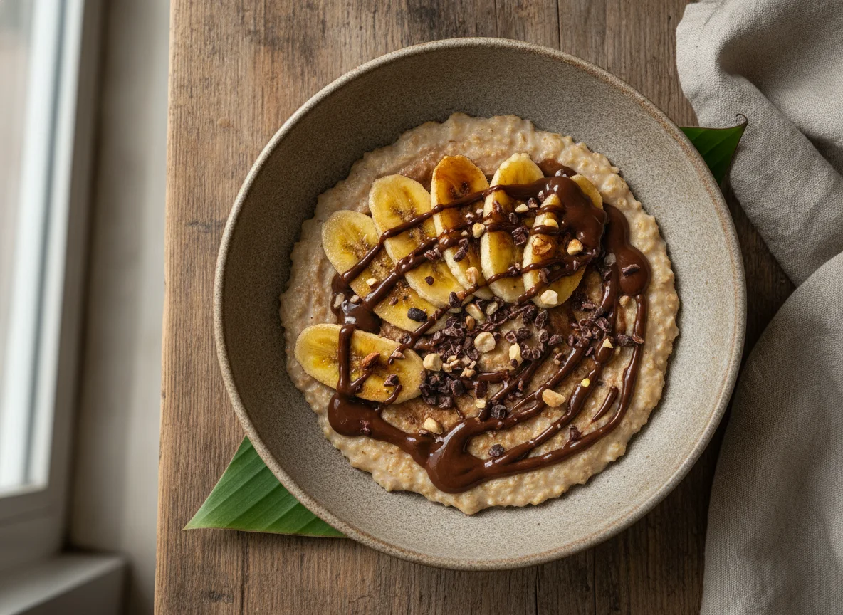 Avena con plátano y chocolate photo