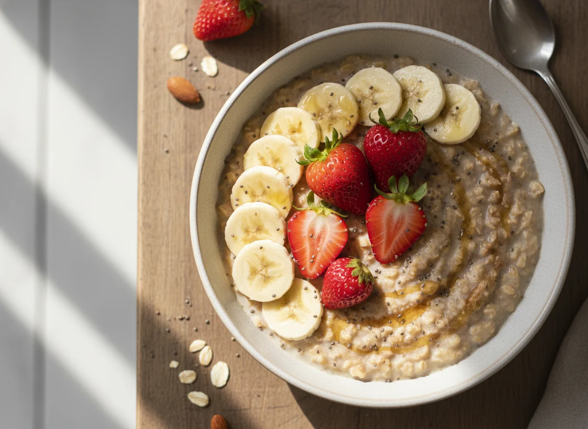 Avena con plátano y fresas photo