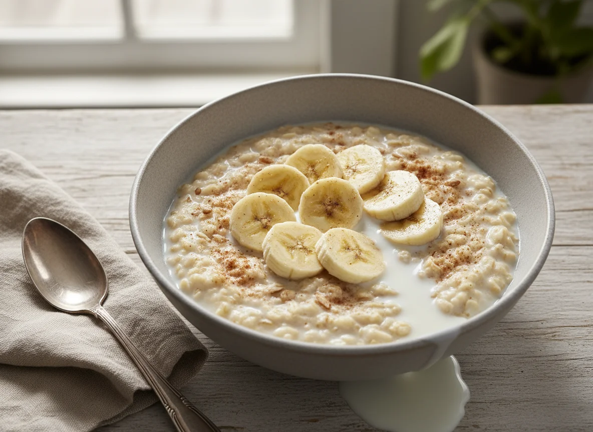 Avena con plátano y leche photo