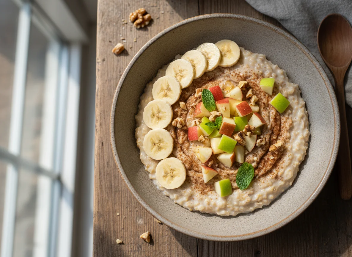 Avena con plátano y manzana photo