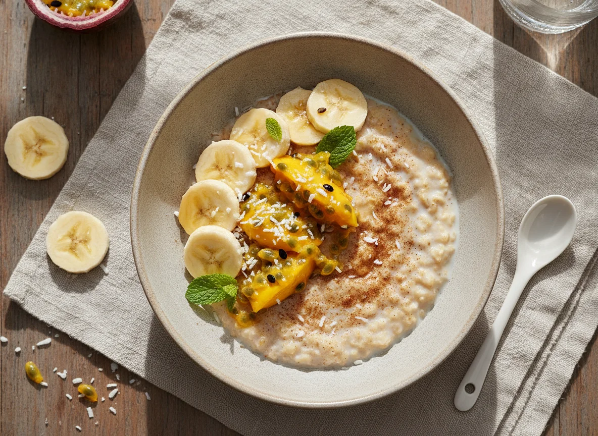 Avena con plátano y maracuyá photo