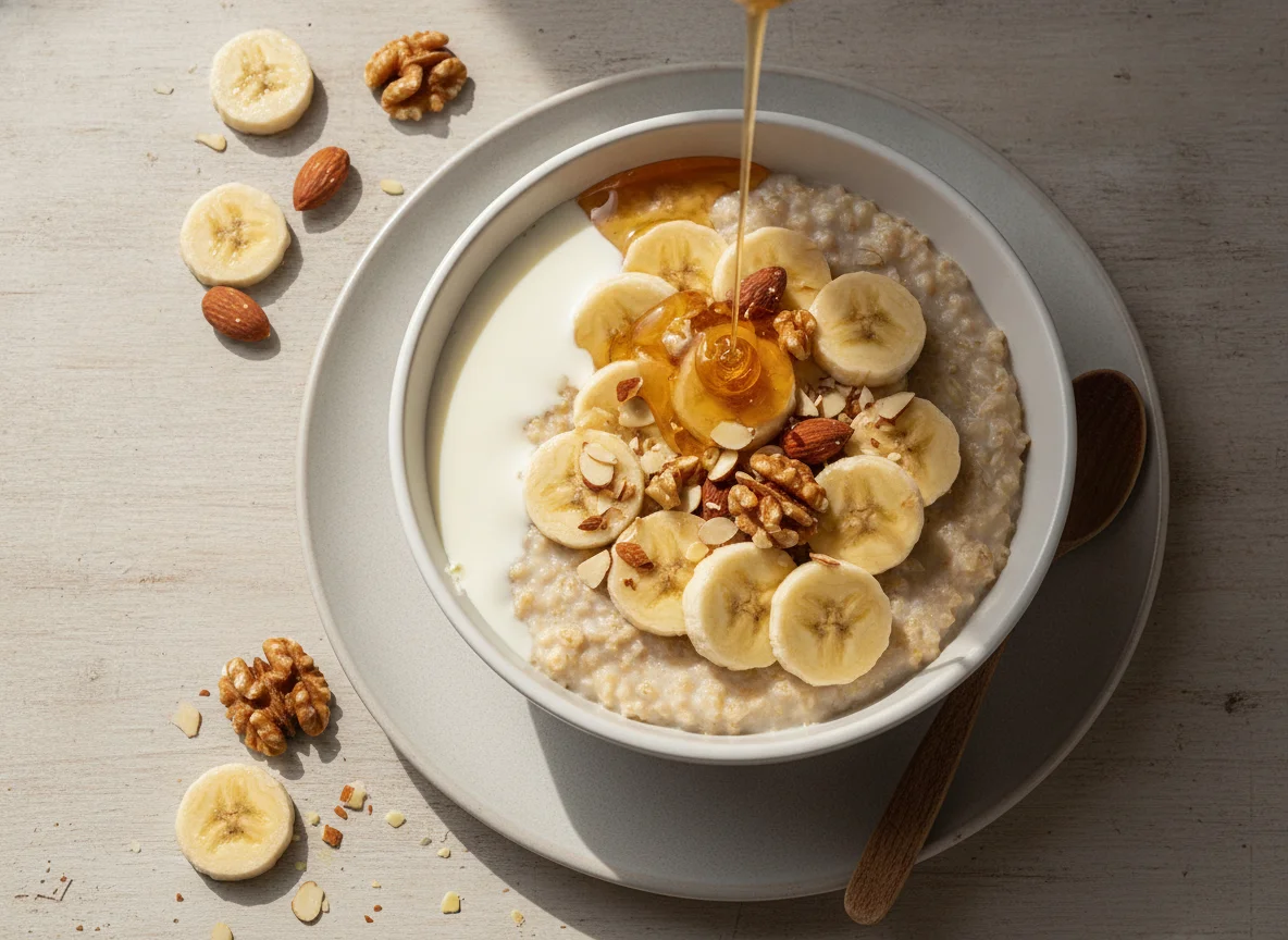 Avena con plátano y nueces photo