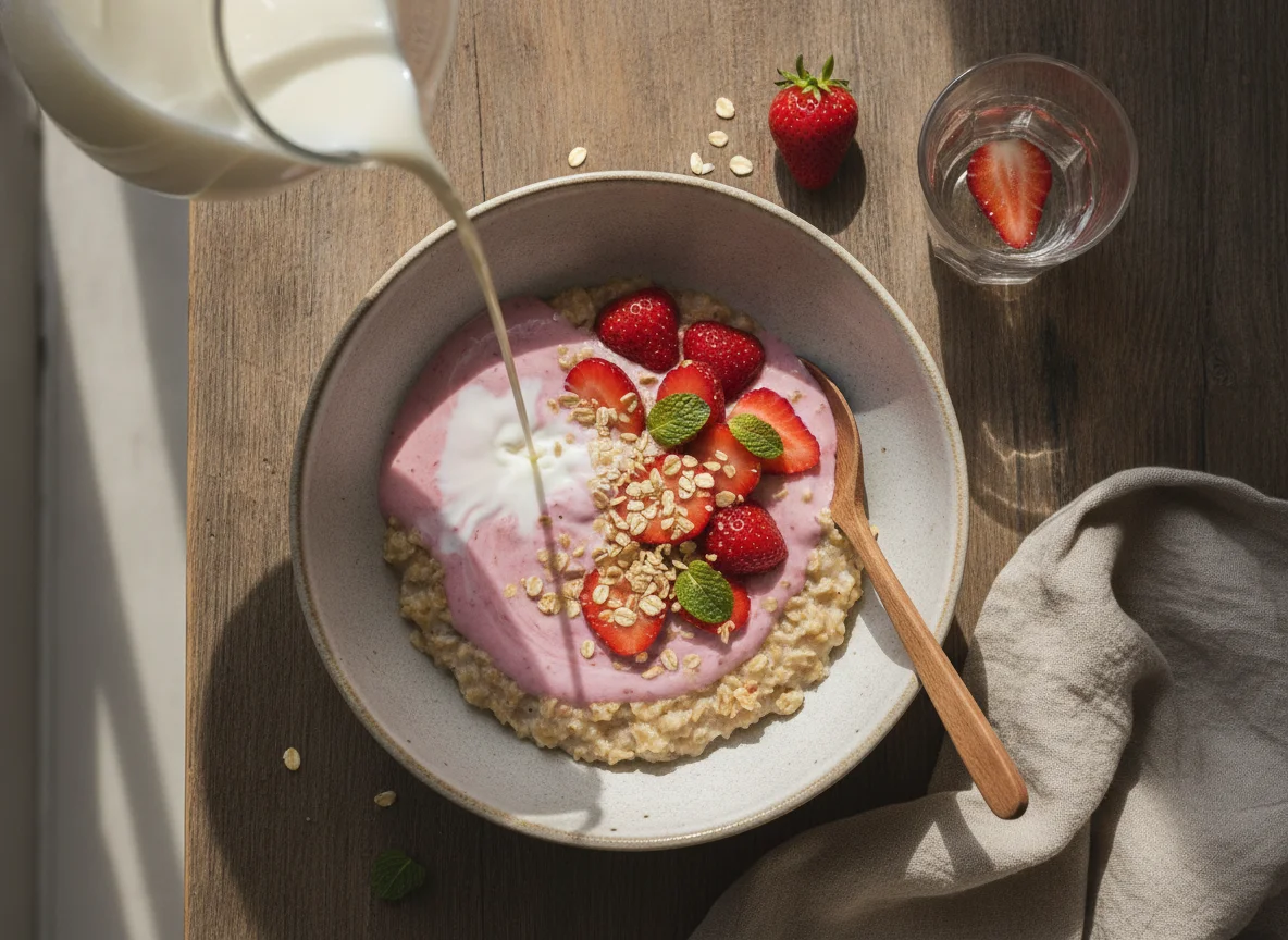 Avena con yogur y leche photo