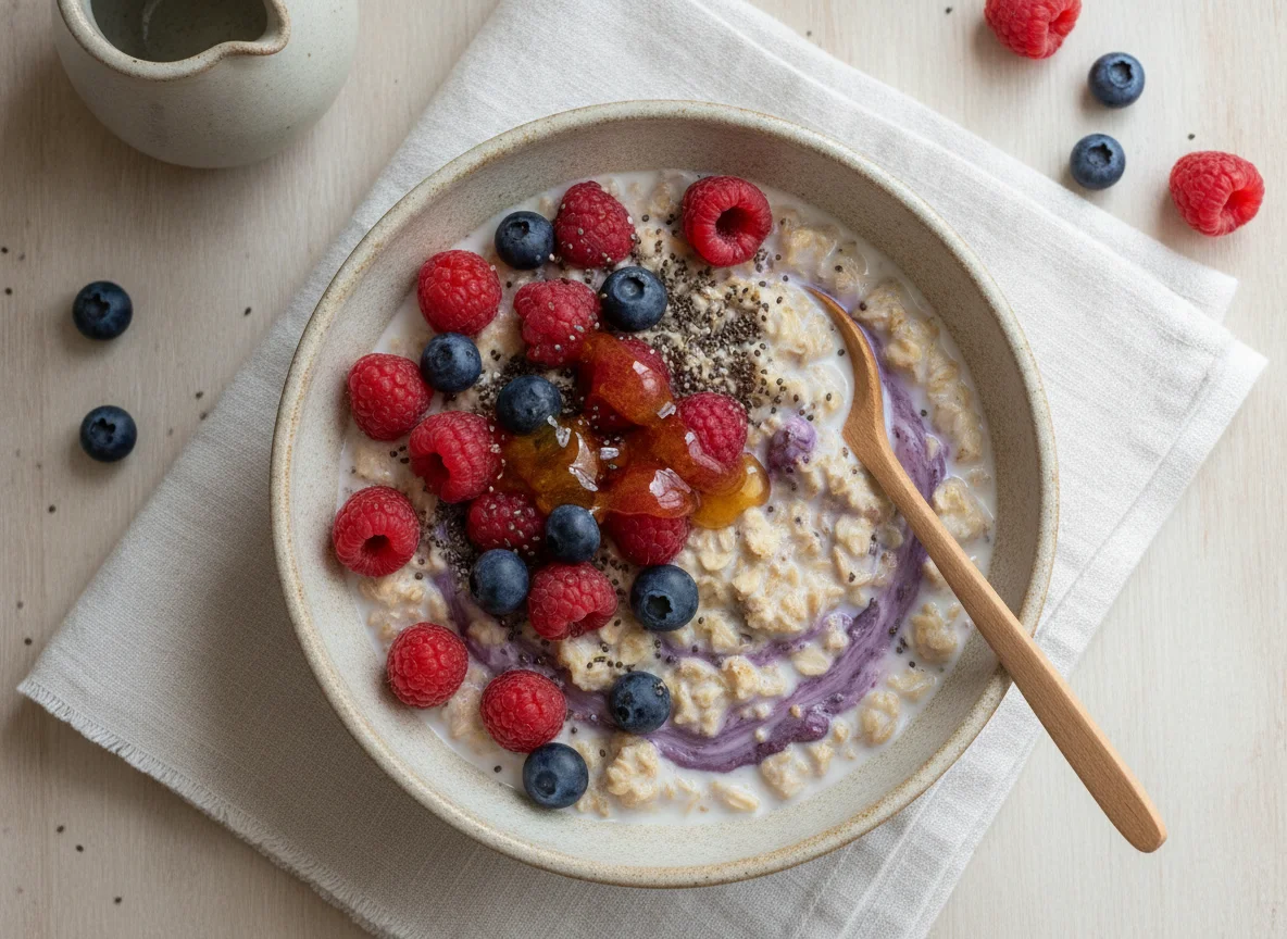 Avena trasnochada con frutos rojos photo