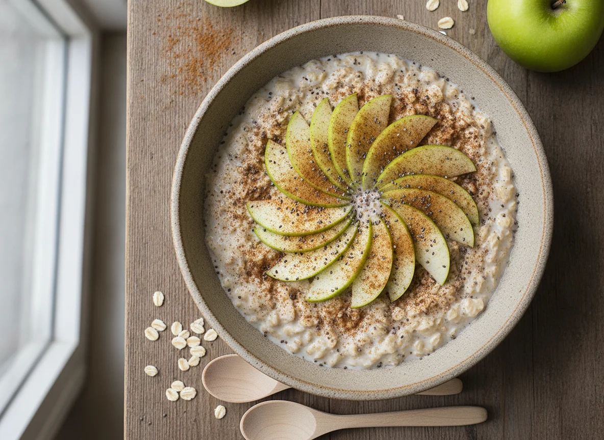 Avena trasnochada con manzana y chía photo