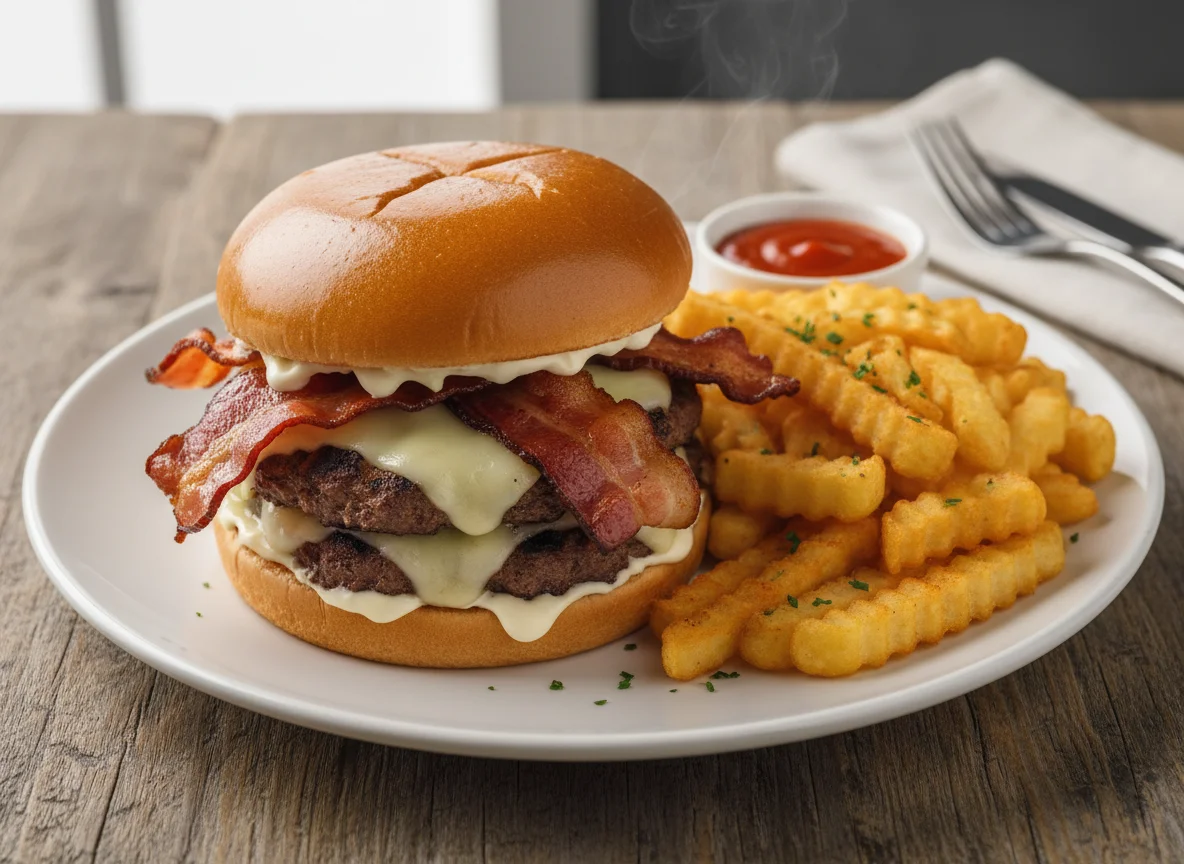 Baconator con papas fritas photo