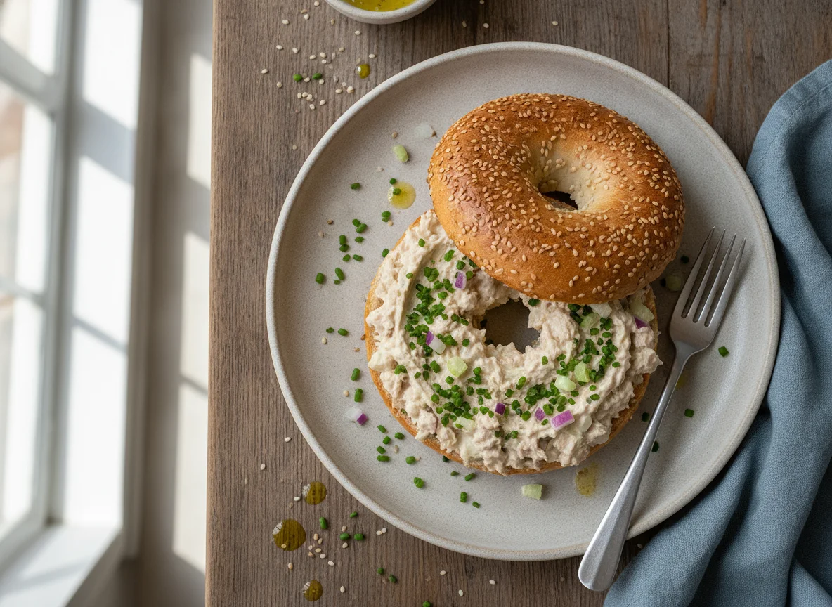 Bagel con ensalada de atún photo